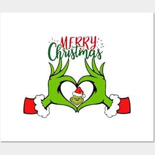 Grinch Heart merry christmas Posters and Art